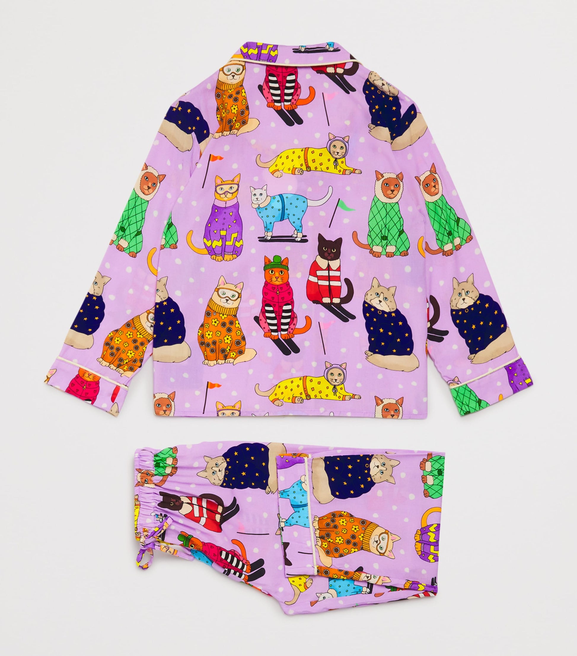 KAREN MABON KIDS Skiing Cats Print Pyjama Set (2-13 Years)