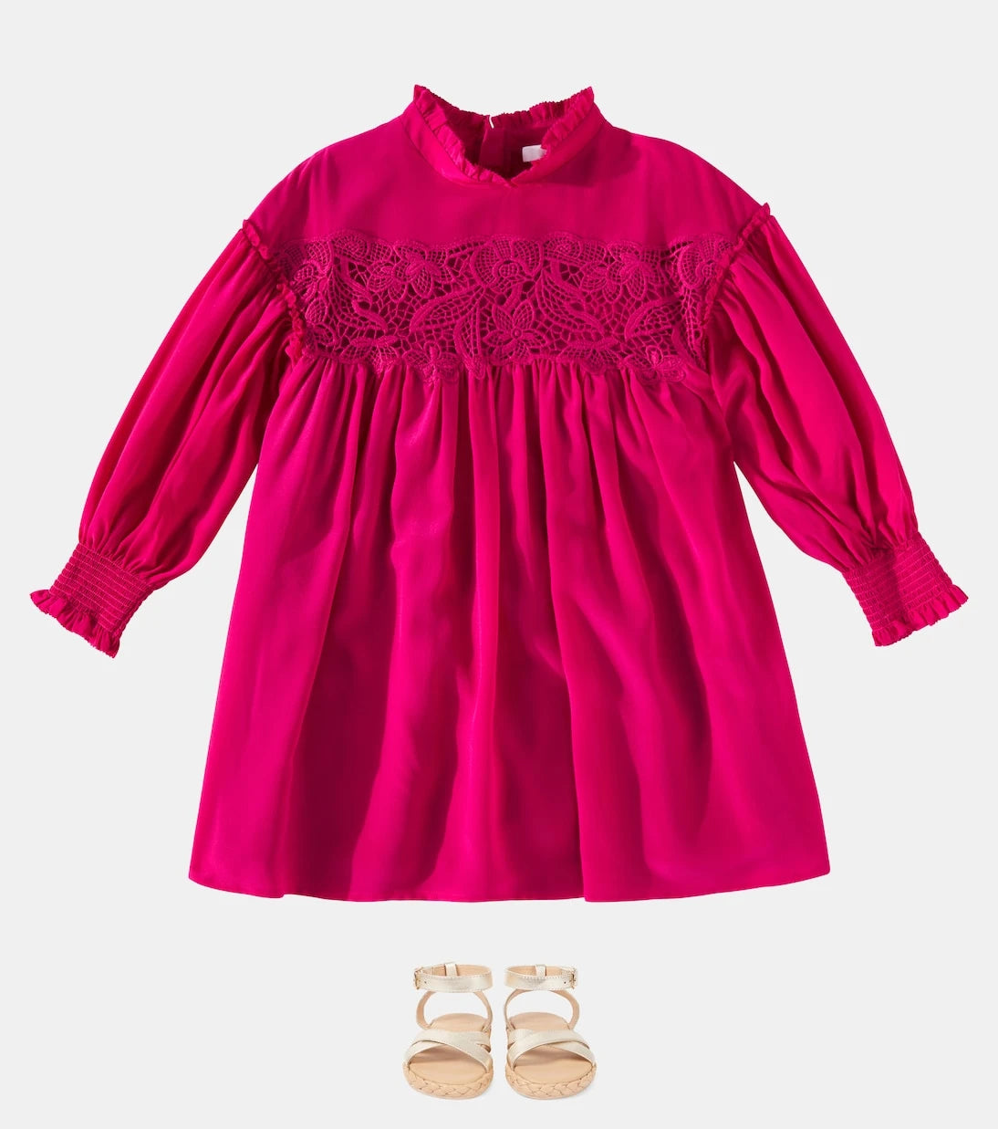Chloé Kids - فستان حريري بتفاصيل دانتيل