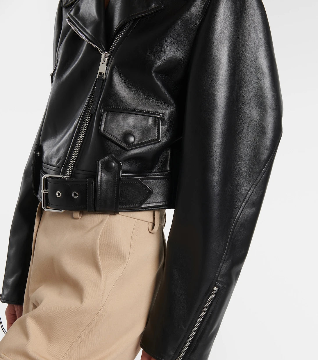 Givenchy - جاكيت جلد قصير "كوكوون" للدراجين