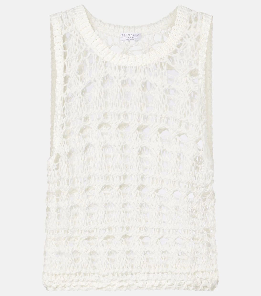 Brunello Cucinelli - Open-knit jute and cotton-blend top