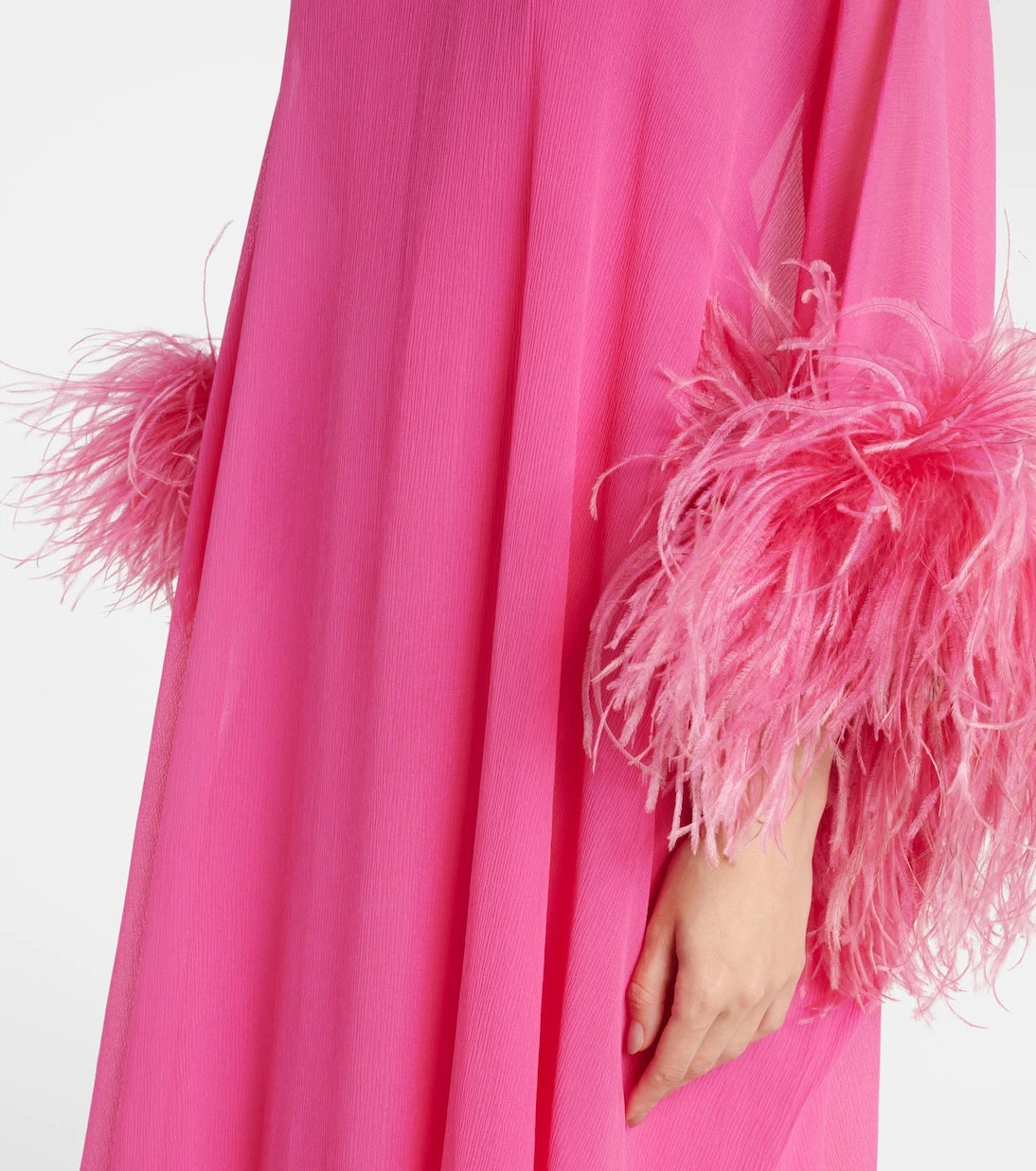 Taller Marmo - Penelope feather-trimmed silk kaftan