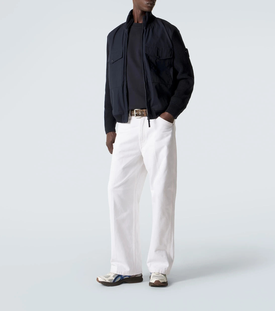 Stone Island - سويت شيرت قطني بقلنسوة بوصلة