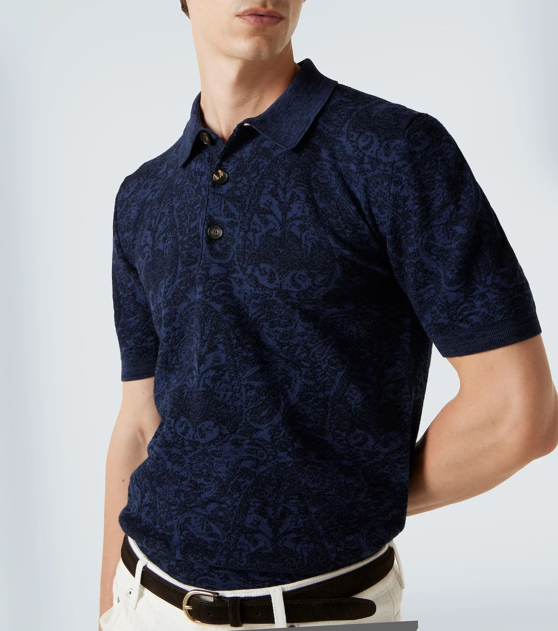 Etro - Cotton and wool-blend jacquard polo sweater