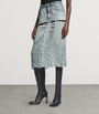 Balenciaga Navy Ripped Off Denim Midi Skirt