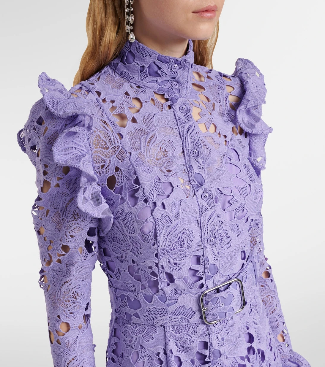 Leo Lin - Aliyah floral ruffled lace midi dress