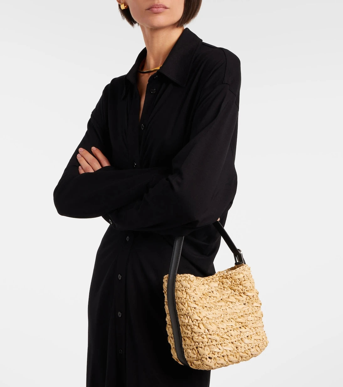 Toteme - Belted Small raffia top-handle bag