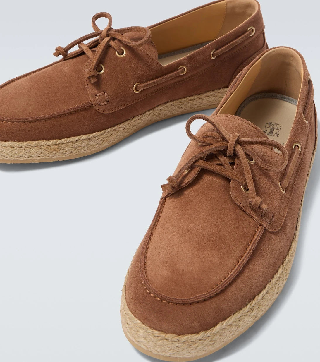 Brunello Cucinelli - Jute-trimmed suede boat shoes