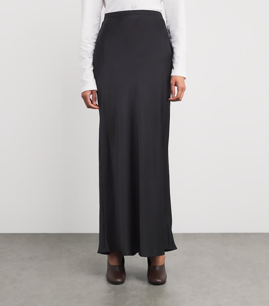 ANINE BING Black Silk Bar Maxi Skirt