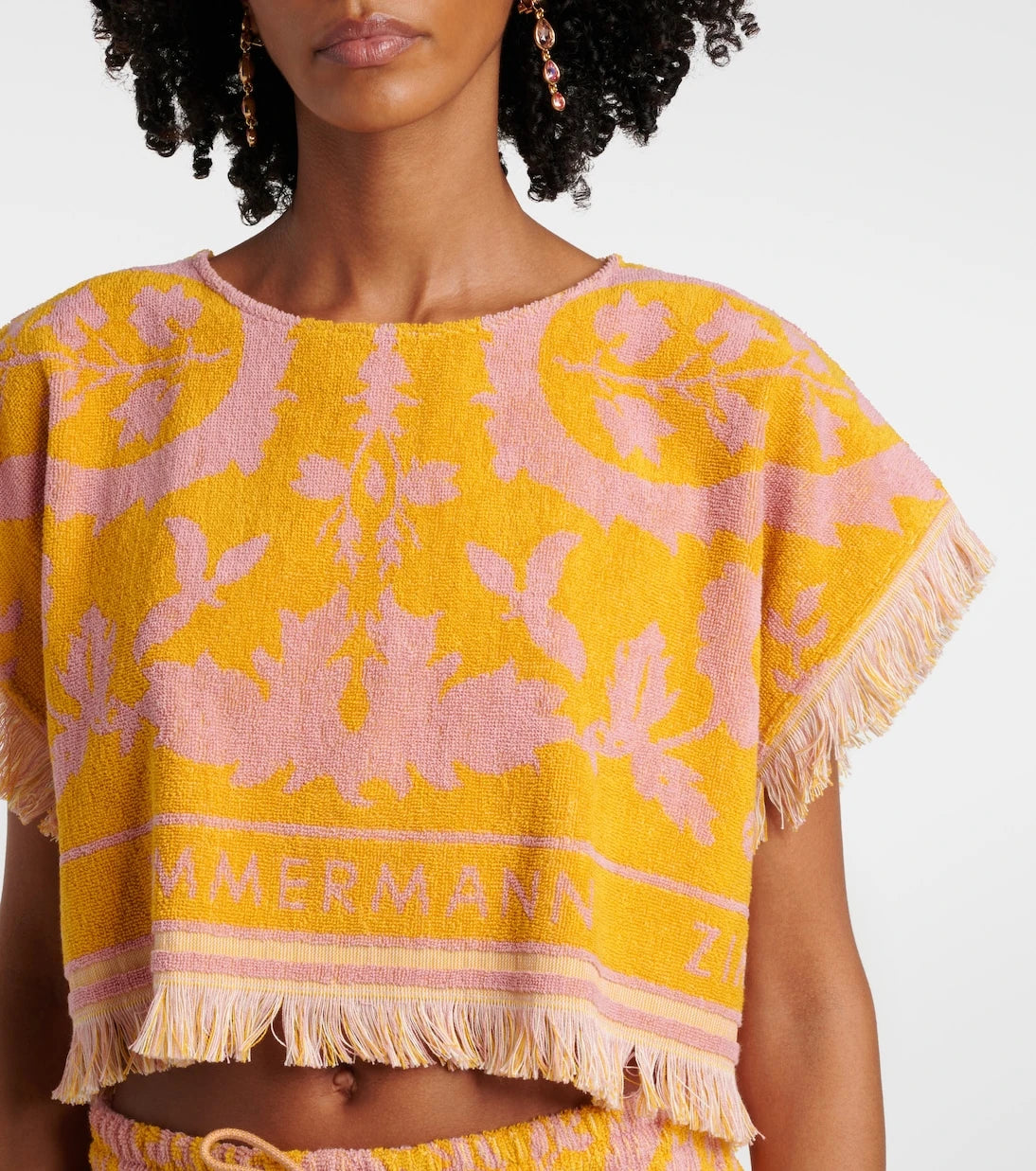 Zimmermann - Wylie fringed cotton terry crop top