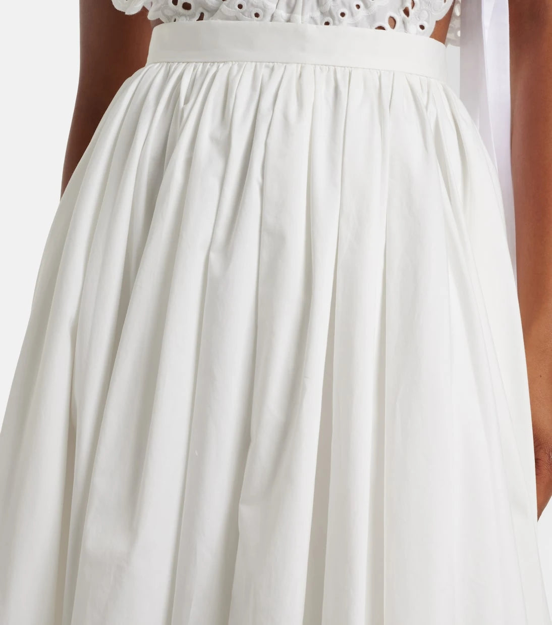 Self-Portrait - Cotton poplin midi skirt