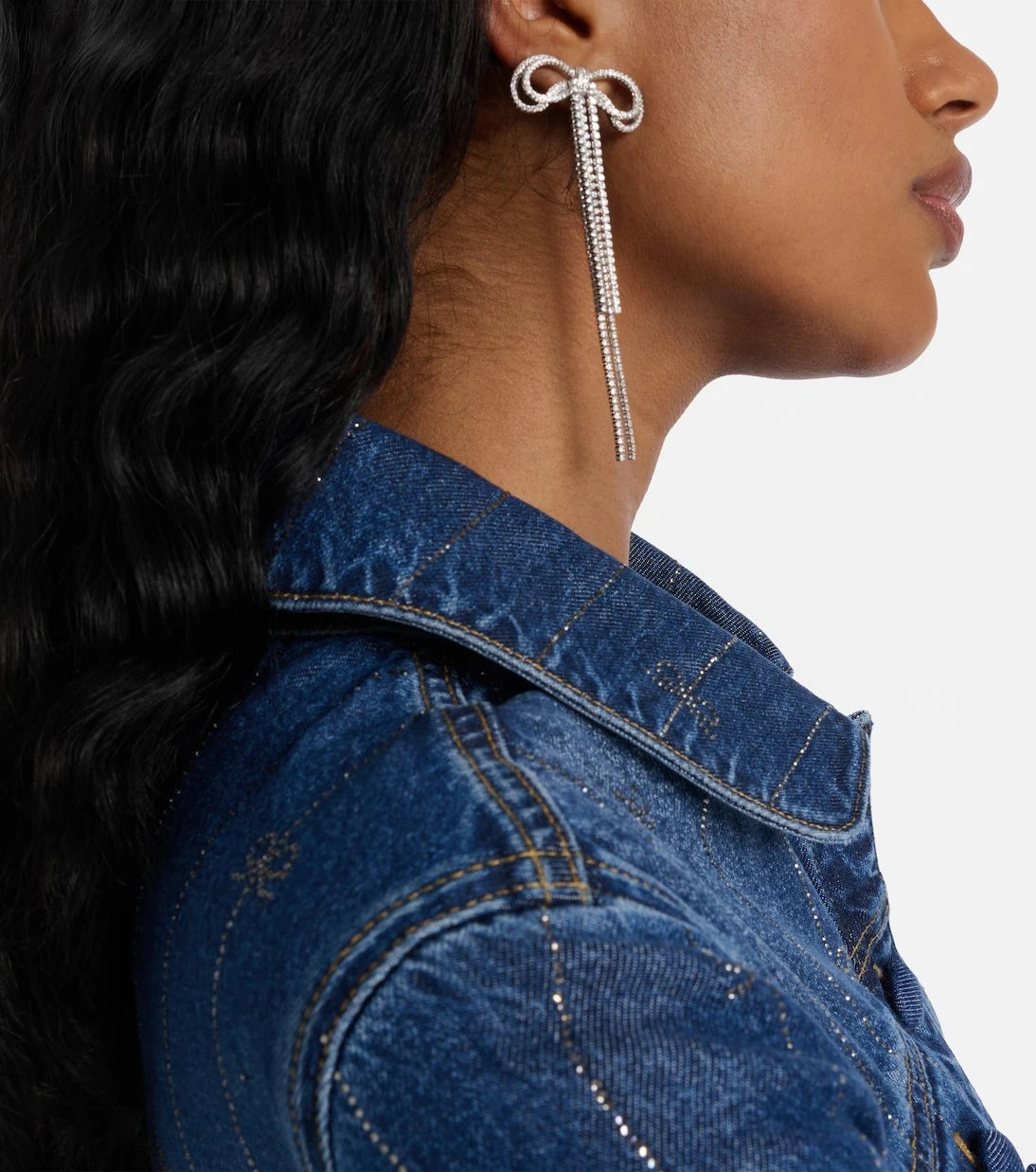 Self-Portrait - Bow crystal-embellished earrings
