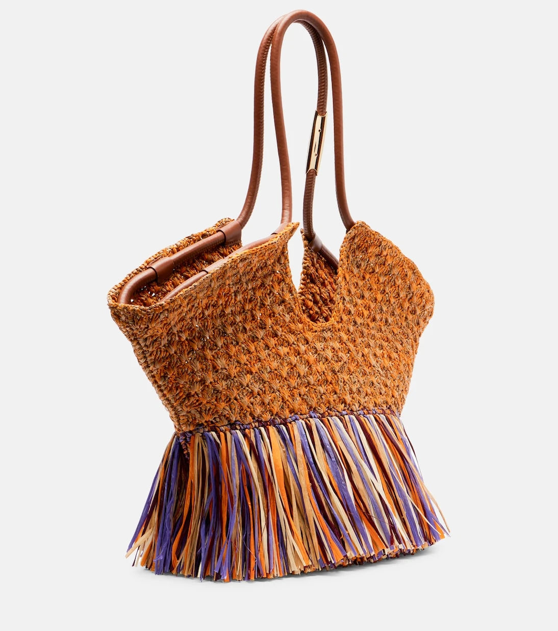 Zimmermann - Goldentime Medium fringed raffia tote bag