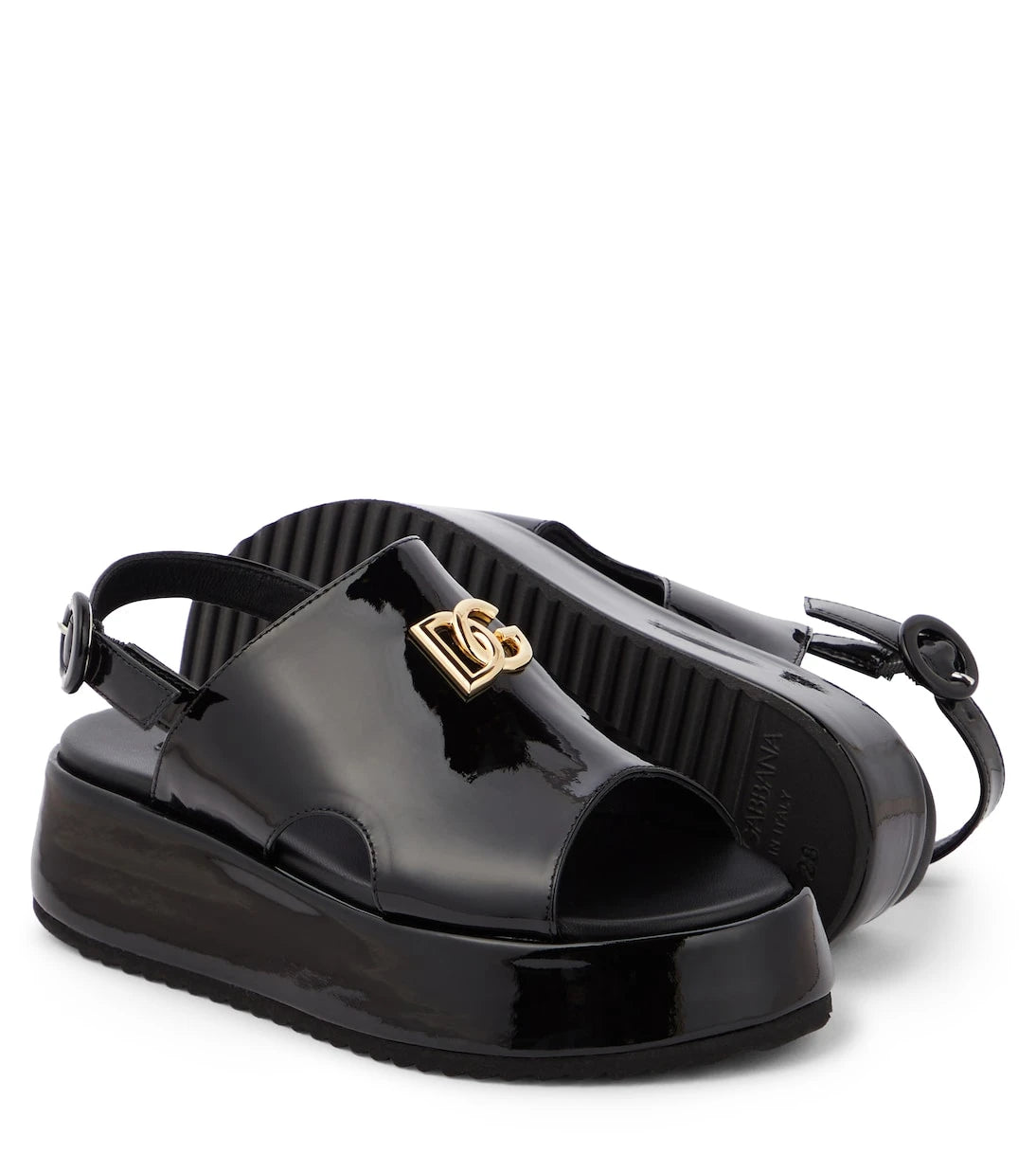 Dolce&Gabbana Kids - صنادل بلاتفورم جلد لامع DG