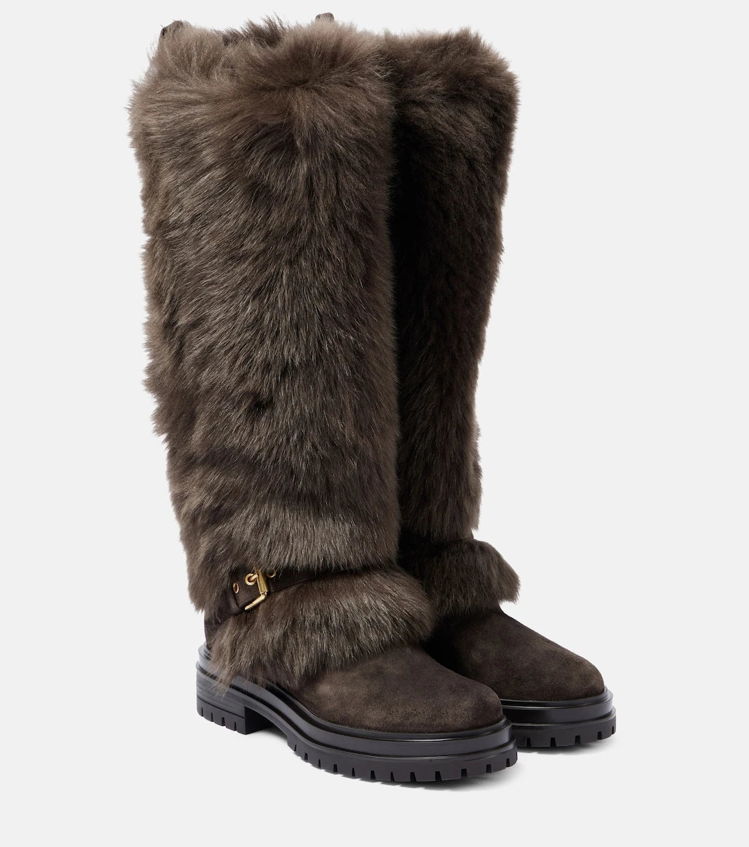 Gianvito Rossi - Maverick shearling and suede snow boots