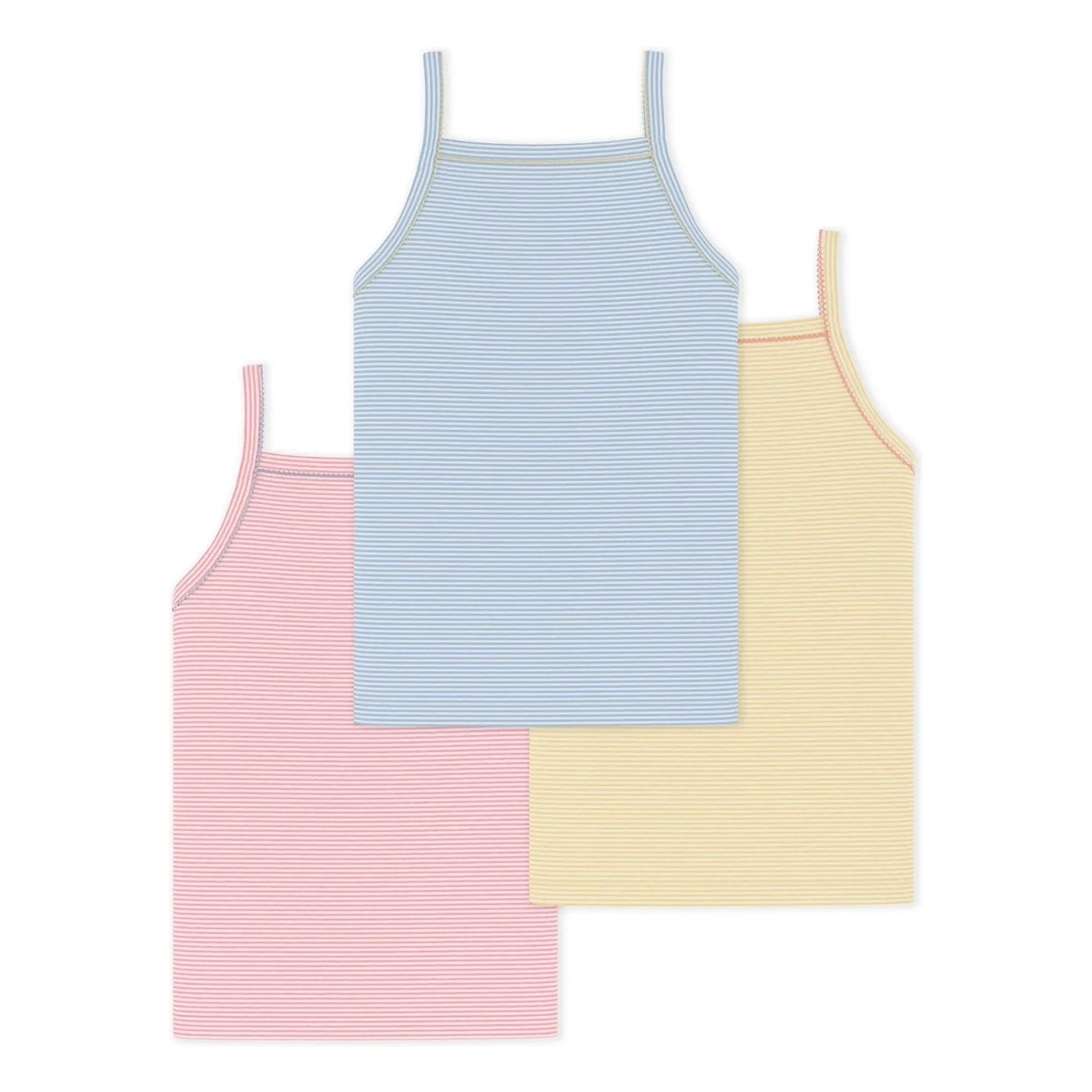 Petit Bateau - Lot 3 Striped Tank Tops | Yellow