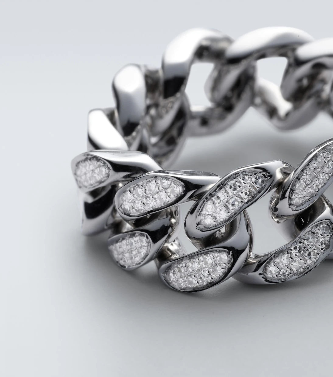 Shay Jewelry - Flat Link 18kt white gold ring with diamonds