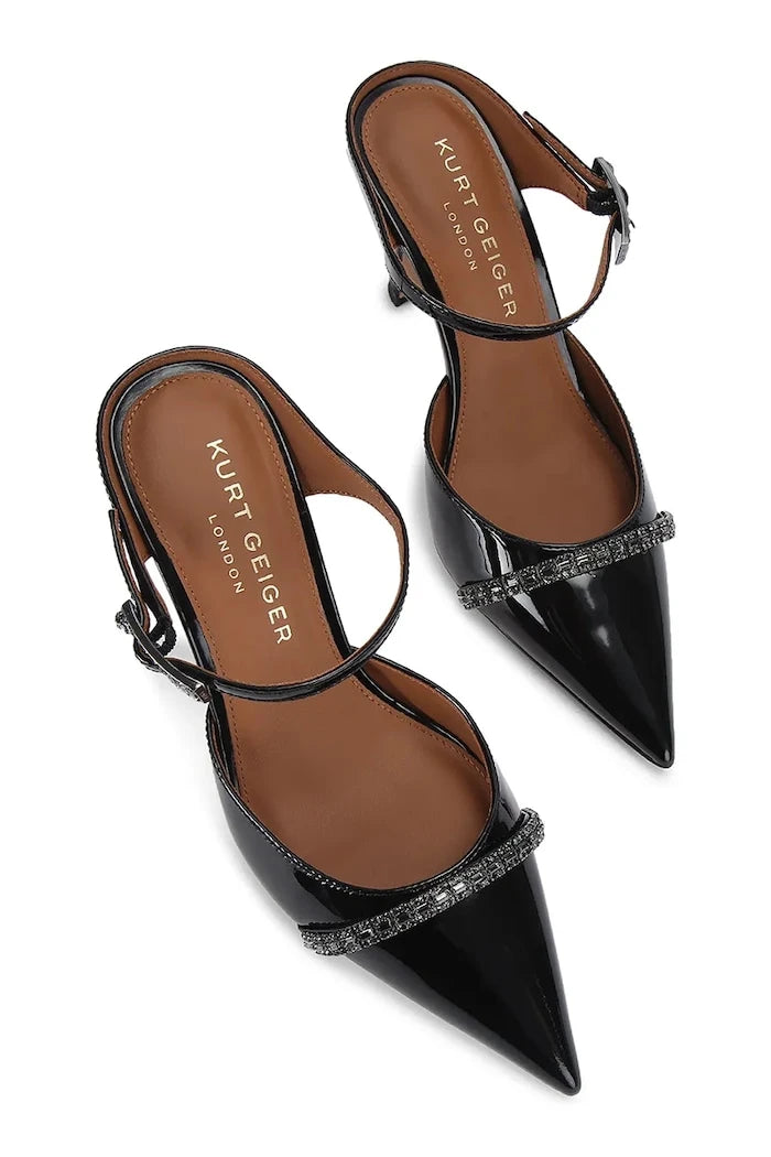 Кожени обувки с ток Kurt Geiger London Strass Point Mule