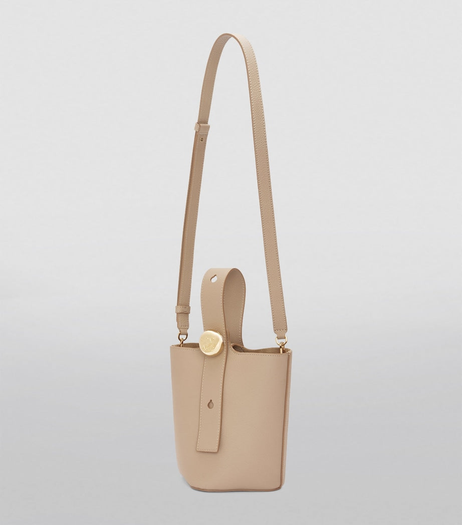 LOEWE Beige Mini Leather Pebble Bucket Bag