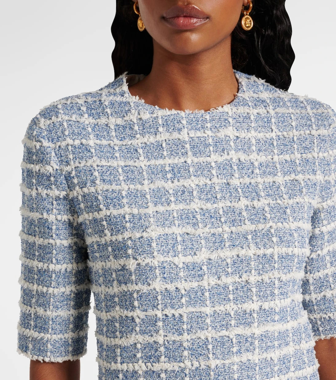 Versace - Checked cotton-blend tweed minidress