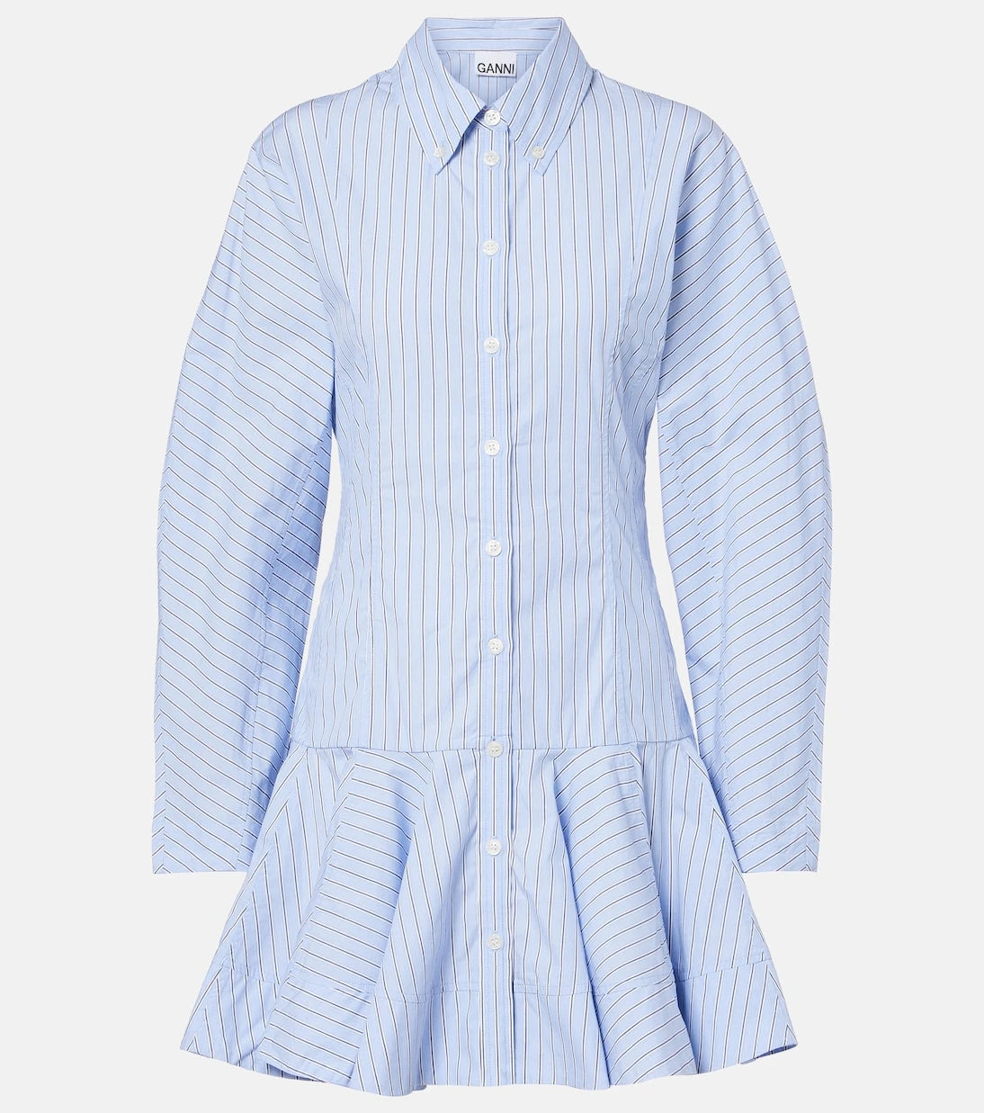 Ganni - Striped cotton shirt dress