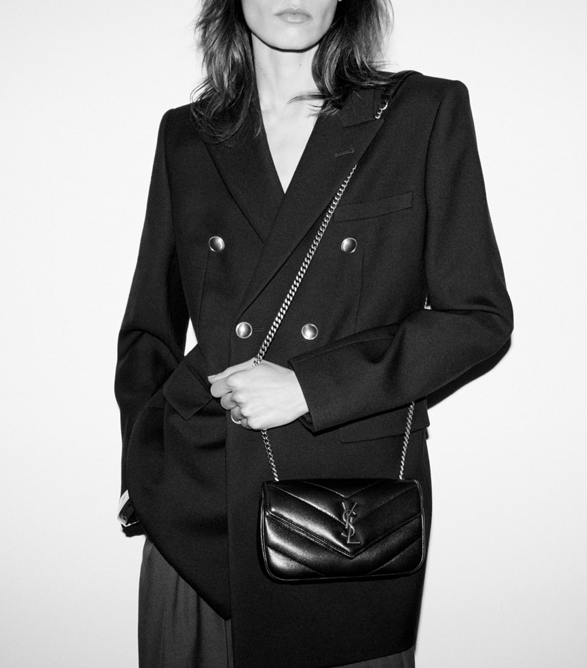 Saint Laurent Burgundy Mini Loulou Shoulder Bag