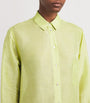 Green Silk-Linen Phoebe Midi Shirt Dress