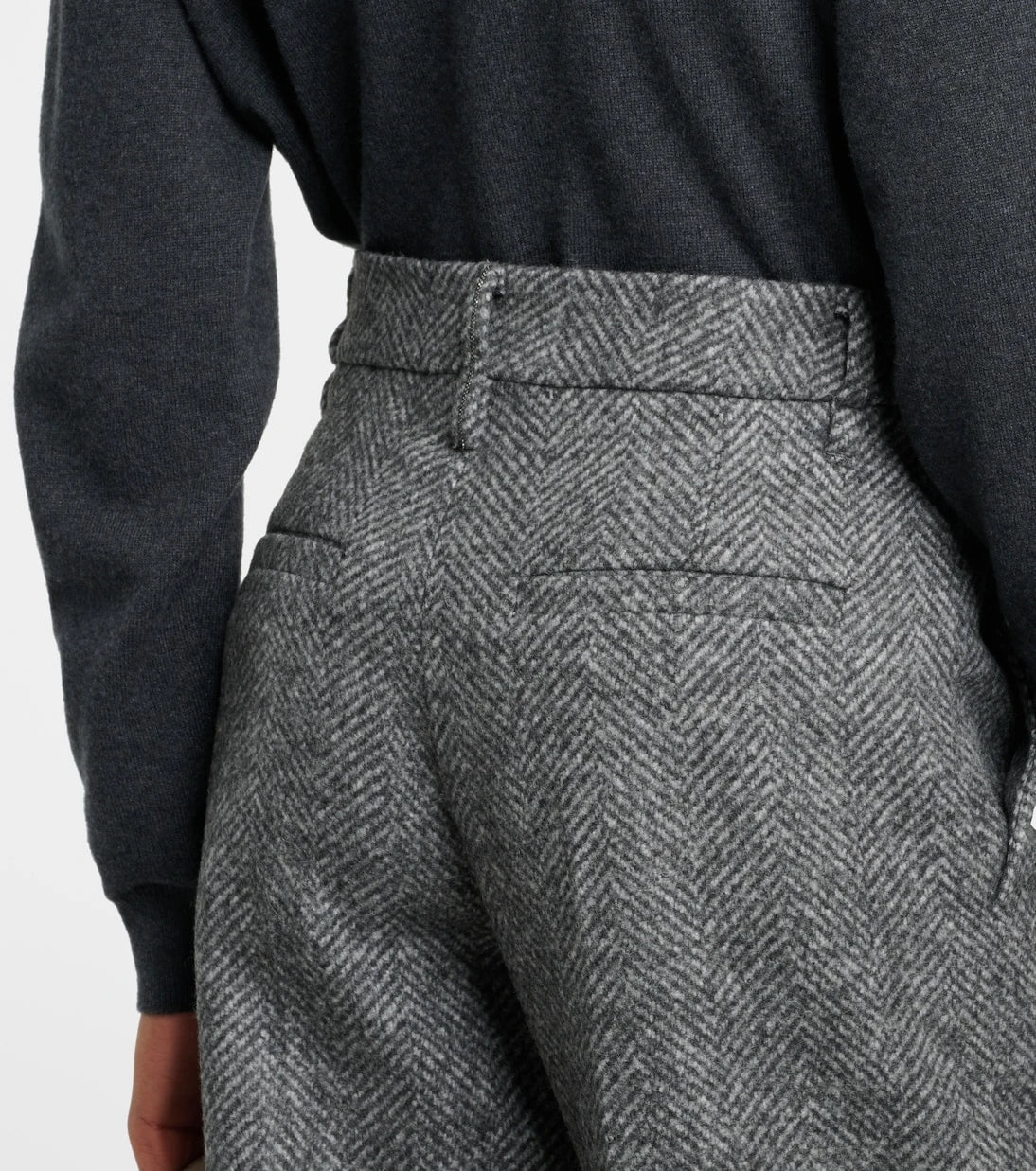 Brunello Cucinelli - Herringbone wool-blend flared pants