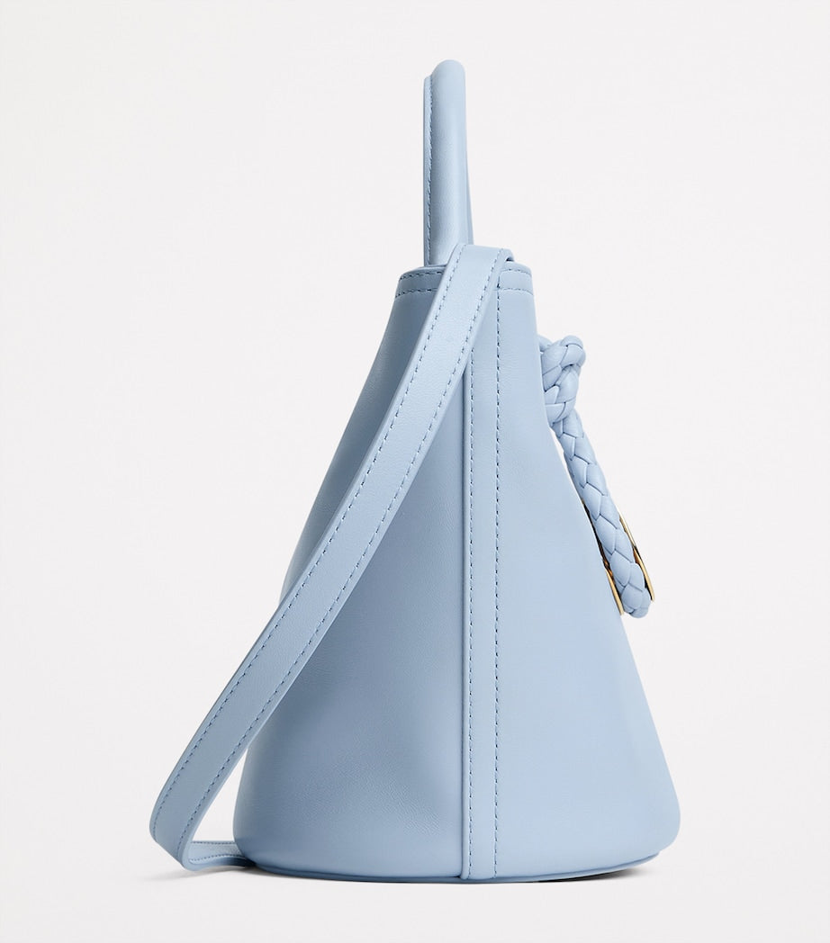 Silver Small Leather Liberta Bucket Bag