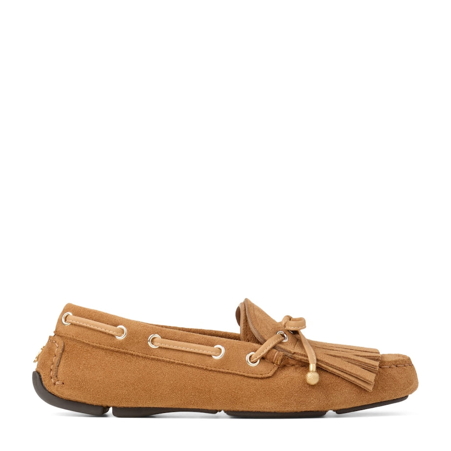 Jimmy Choo Beige Manon Flat Suede Loafers