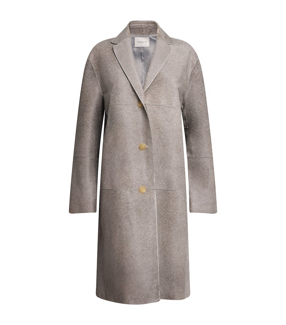 Grey Cowhide Overcoat
