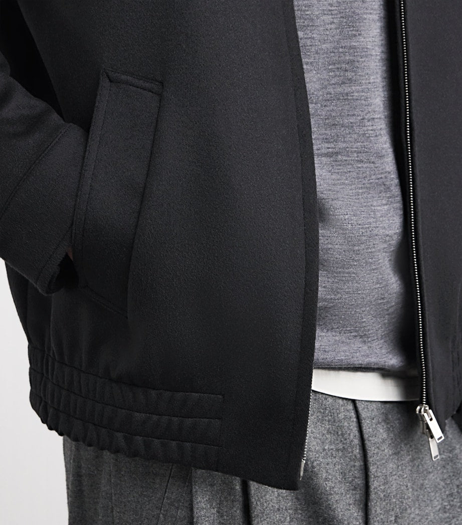 Lardini Navy Cashmere-Wool Bomber Jacket