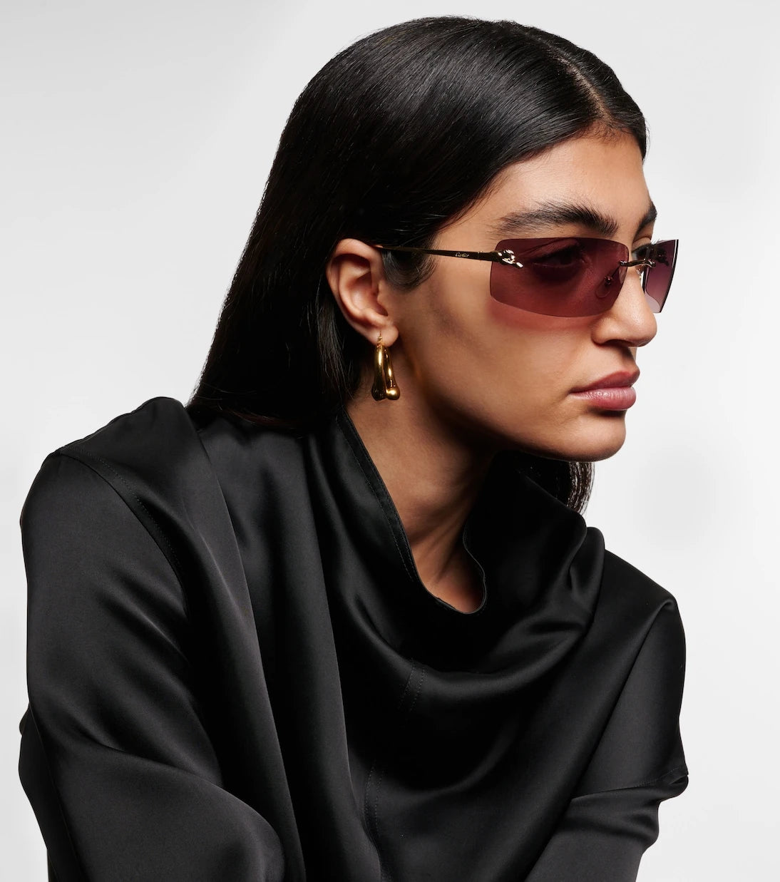 مجموعة كارتييه للنظارات - نظارة شمسية Panthère De Cartier مستطيلة الشكل