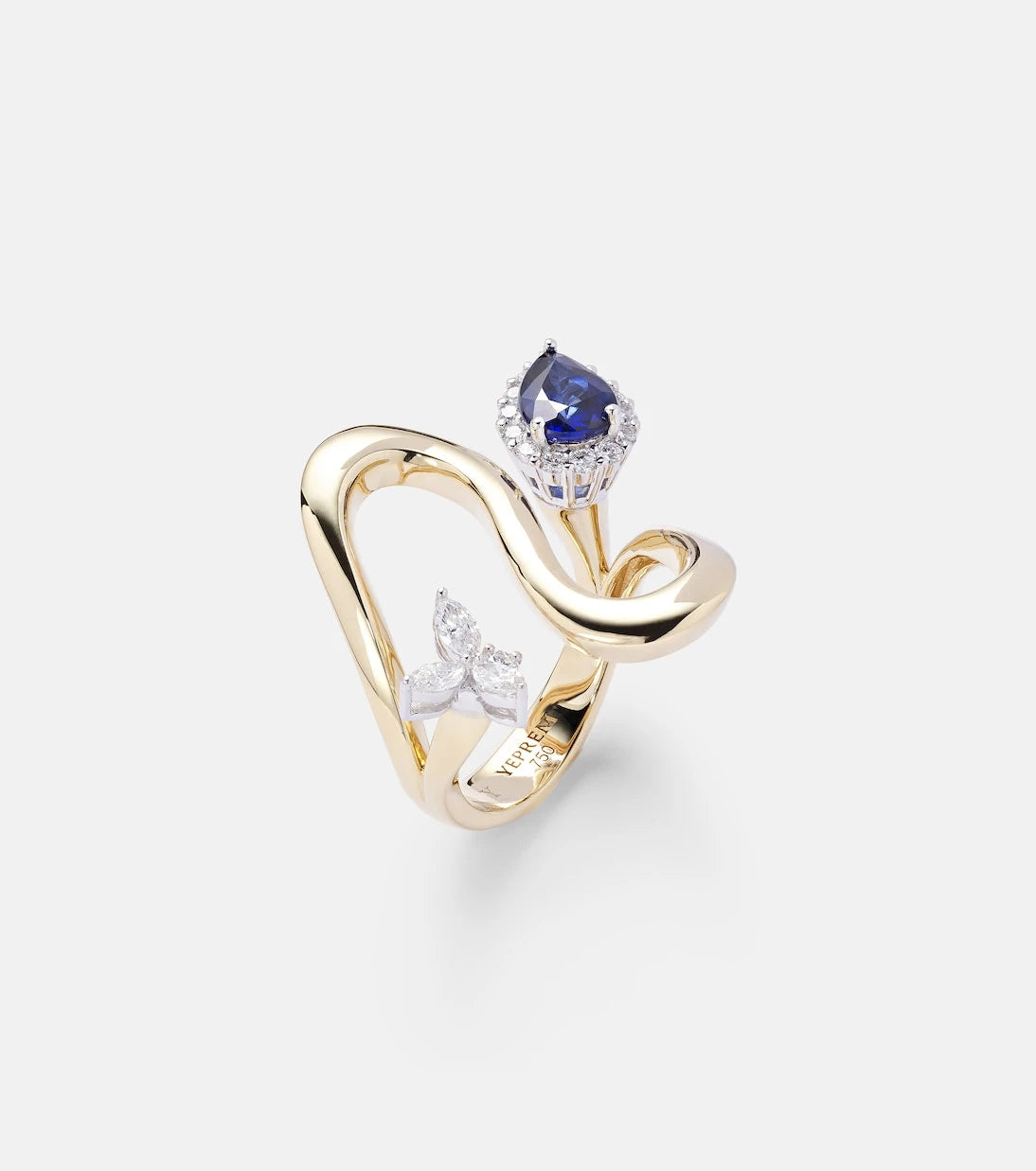 Yeprem - Reign Supreme 18kt gold ring with diamonds and sapphires