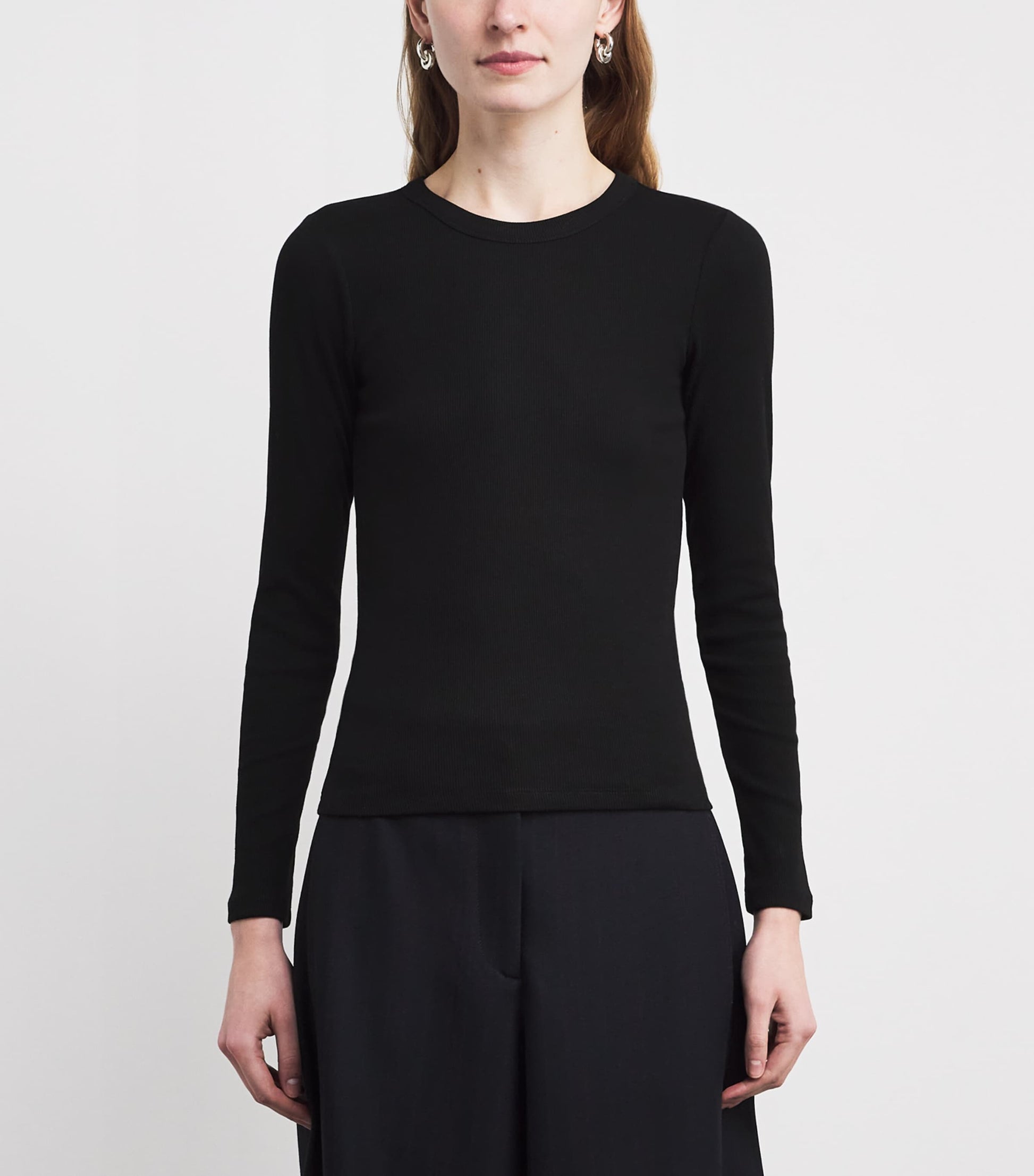 ME+EM Black Stretch-Cotton Ribbed Ultimate T-Shirt