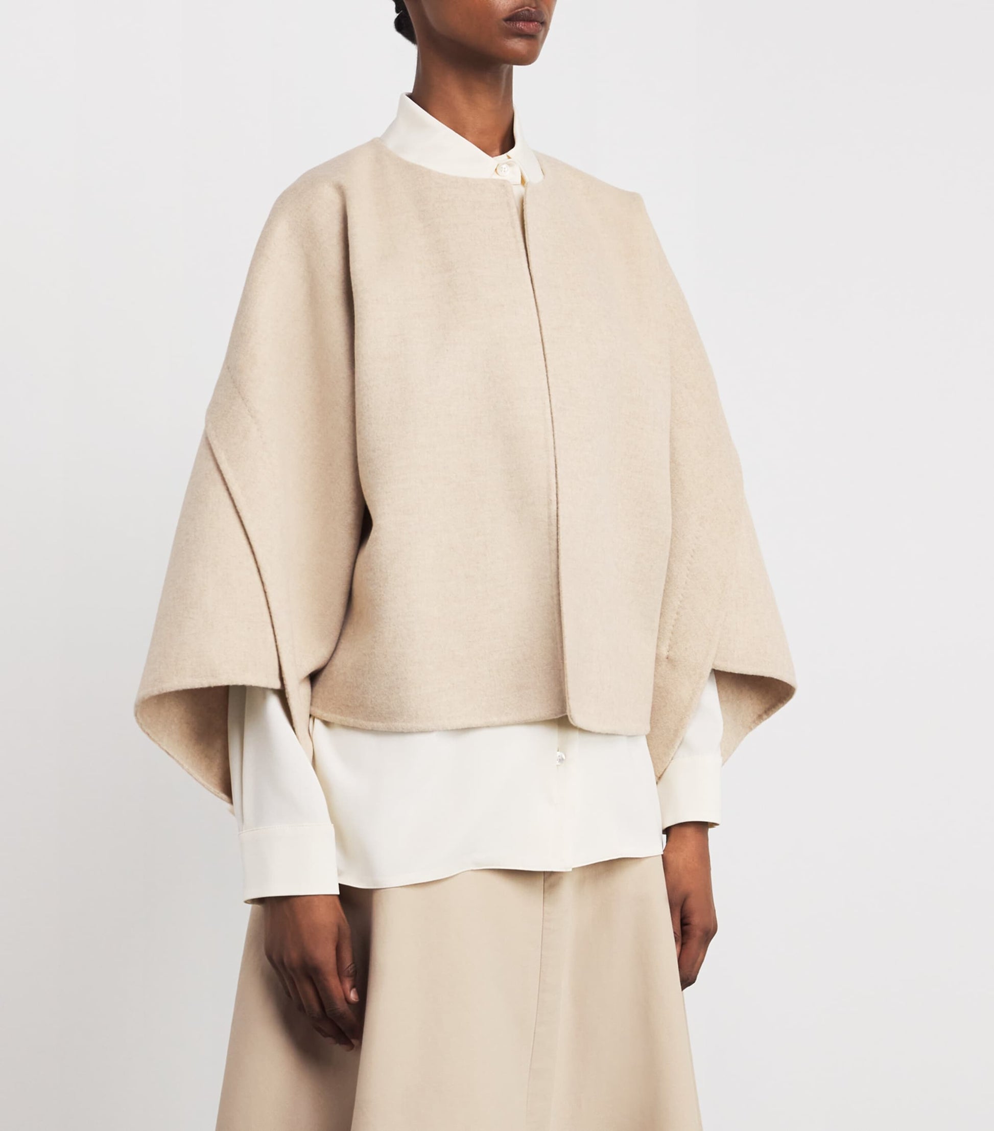 Max Mara Beige Wool-Cashmere Capelet