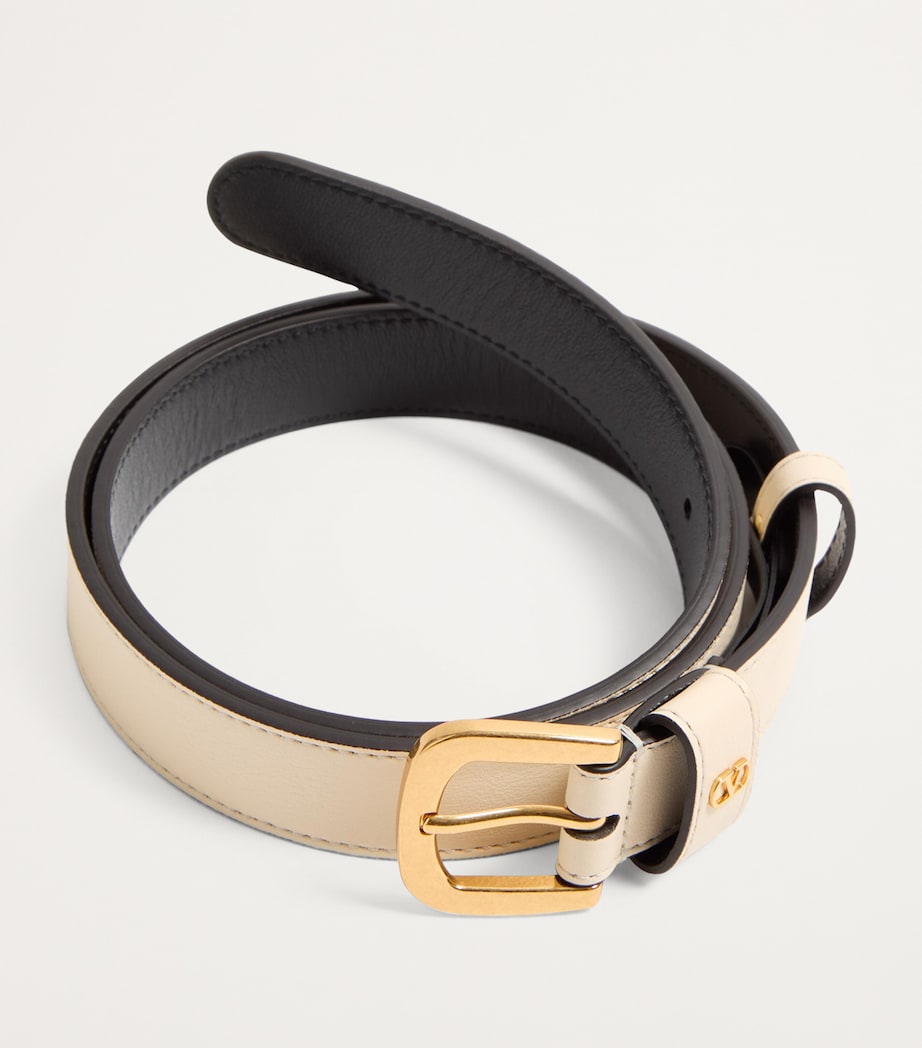 Valentino Garavani Ivory Leather VLogo Signature Belt