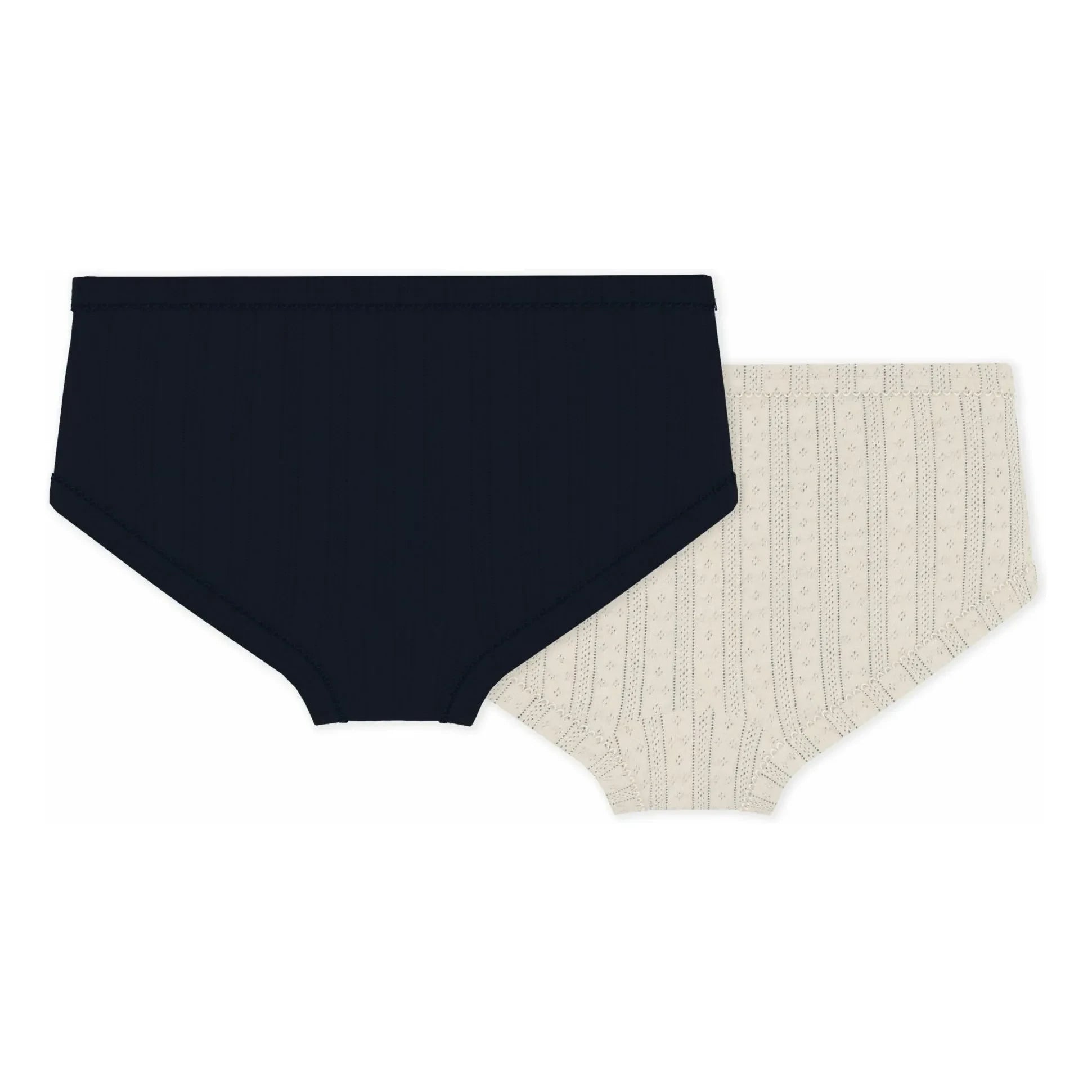 Petit Bateau - Set of 2 high-waisted openwork panties | Ecru