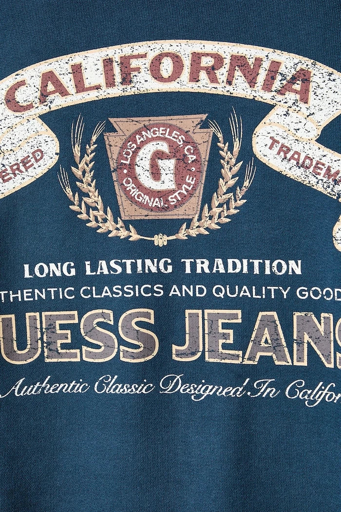 Guess Jeans pamuklu fermuarlı kapüşonlu erkek sweatshirt