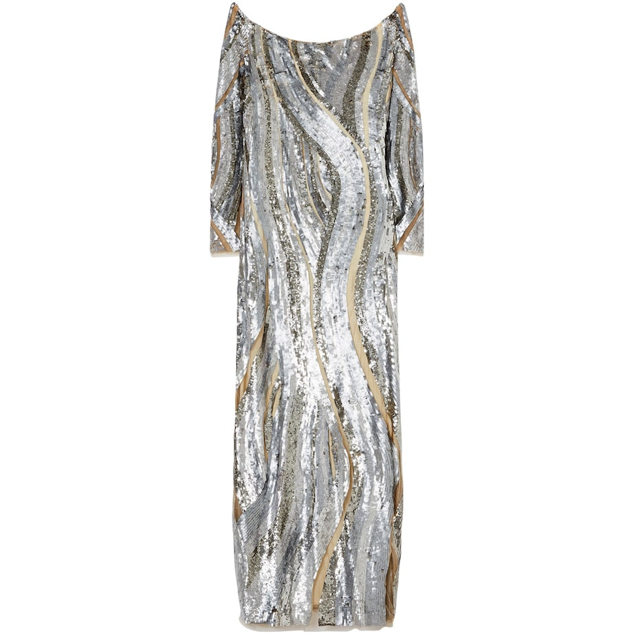 Marina Rinaldi Nude Tulle Embroidered Maxi Dress