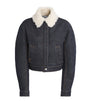 Jacquemus Navy Shearling-Trim Denim Bomber Jacket