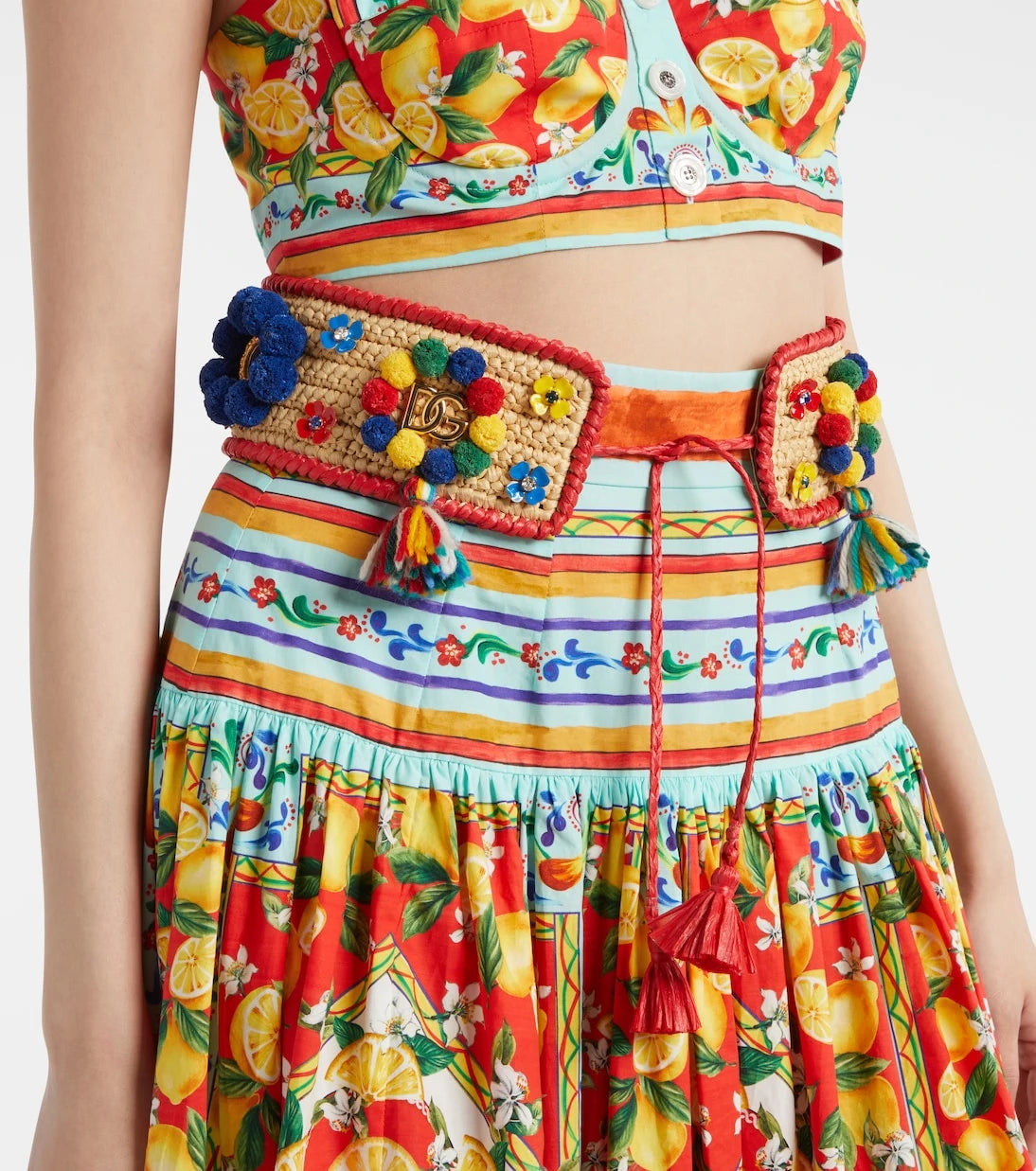 Dolce&Gabbana - Embellished raffia belt