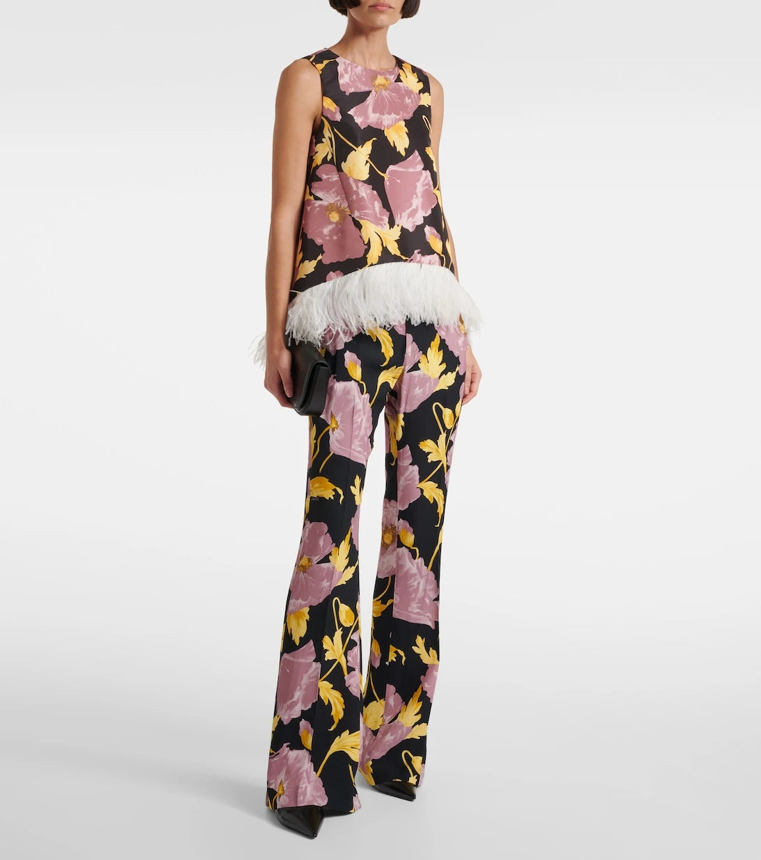 La DoubleJ - La Scala feather-trimmed asymmetrical top