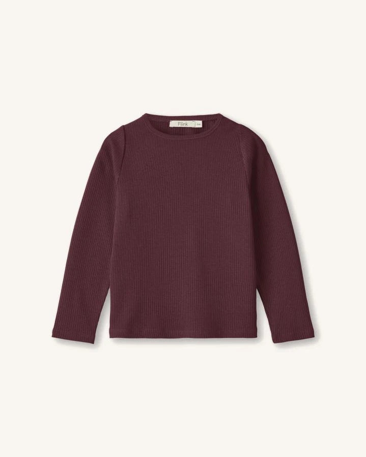 Fliink - Kenna Ribbed T-Shirt | Burgundy