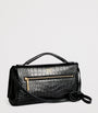 Black Croc-Embossed Calfskin Bel Air Clutch Bag