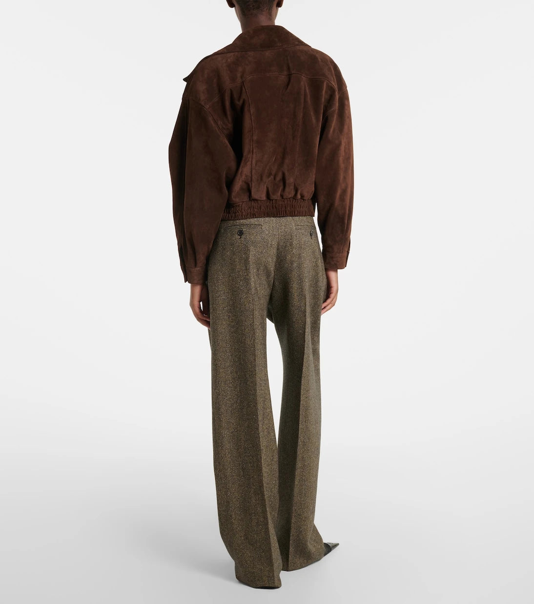 Saint Laurent - Herringbone wool-blend wide-leg pants