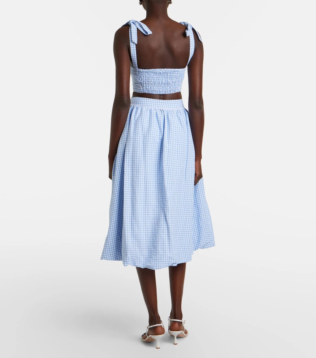 Bananhot - Alba gingham cotton poplin midi skirt