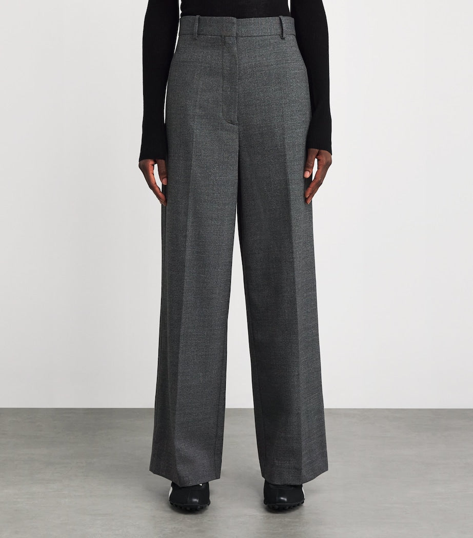 Black Straight Wide-Leg Trousers