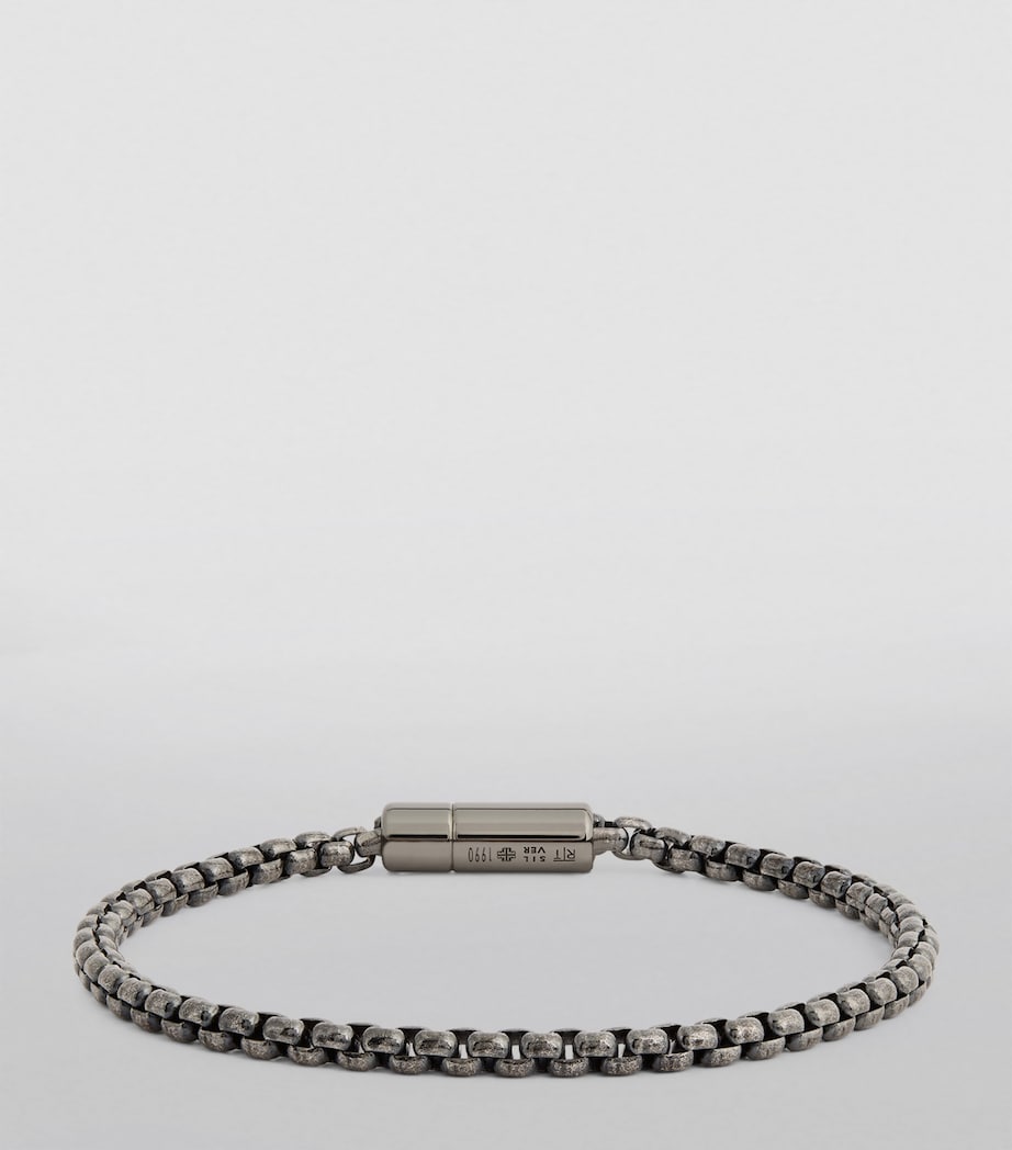 Rhodium-Plated Box-Chain Bracelet