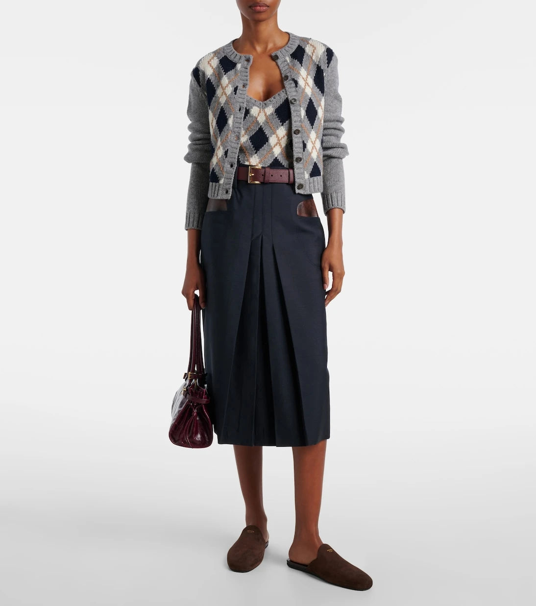 Prada - Argyle cashmere crop top