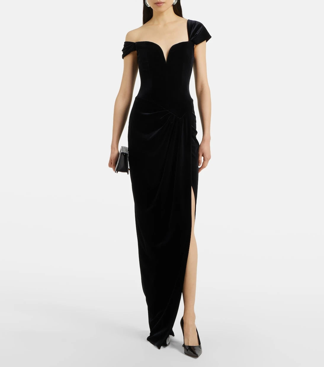 Alex Perry - Asymmetric velvet bustier gown